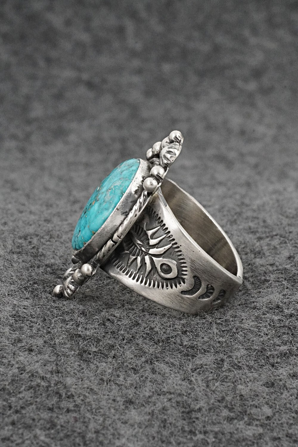 Turquoise & Sterling Silver Ring - Samuel Yellowhair - Size 7.5