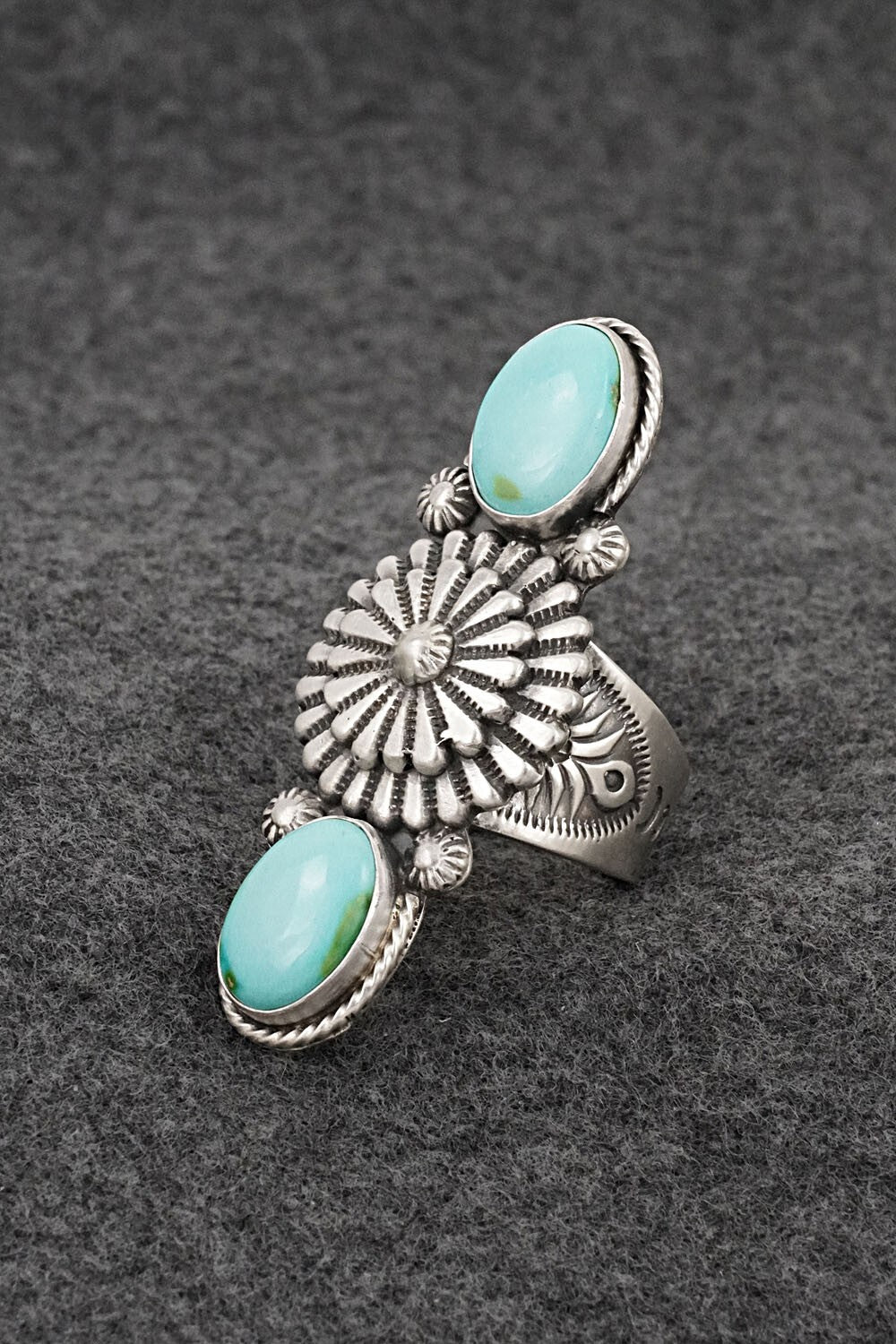 Turquoise & Sterling Silver Ring - Samuel Yellowhair - Size 9