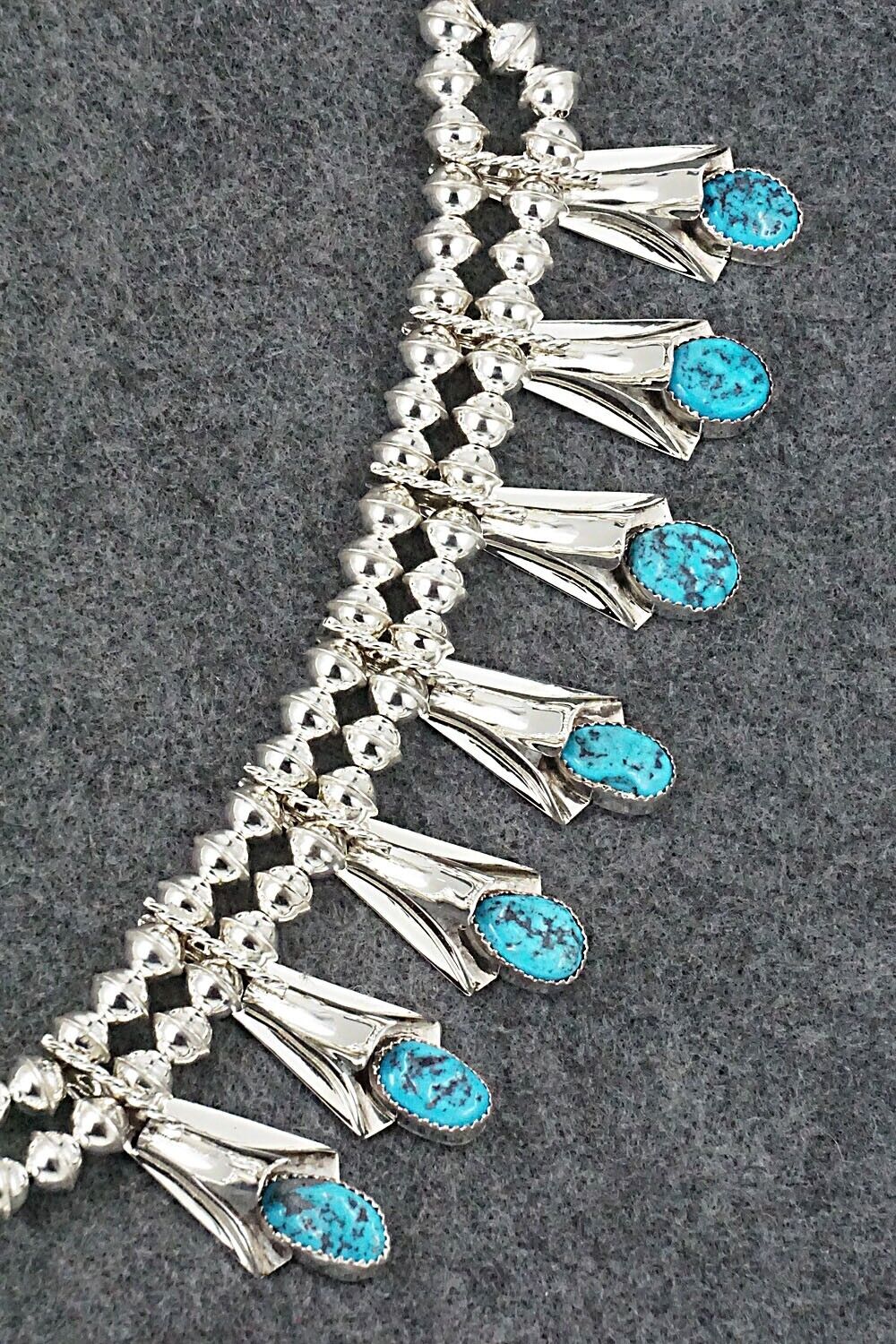 Turquoise & Sterling Silver Squash Blossom Set - Louise Yazzie