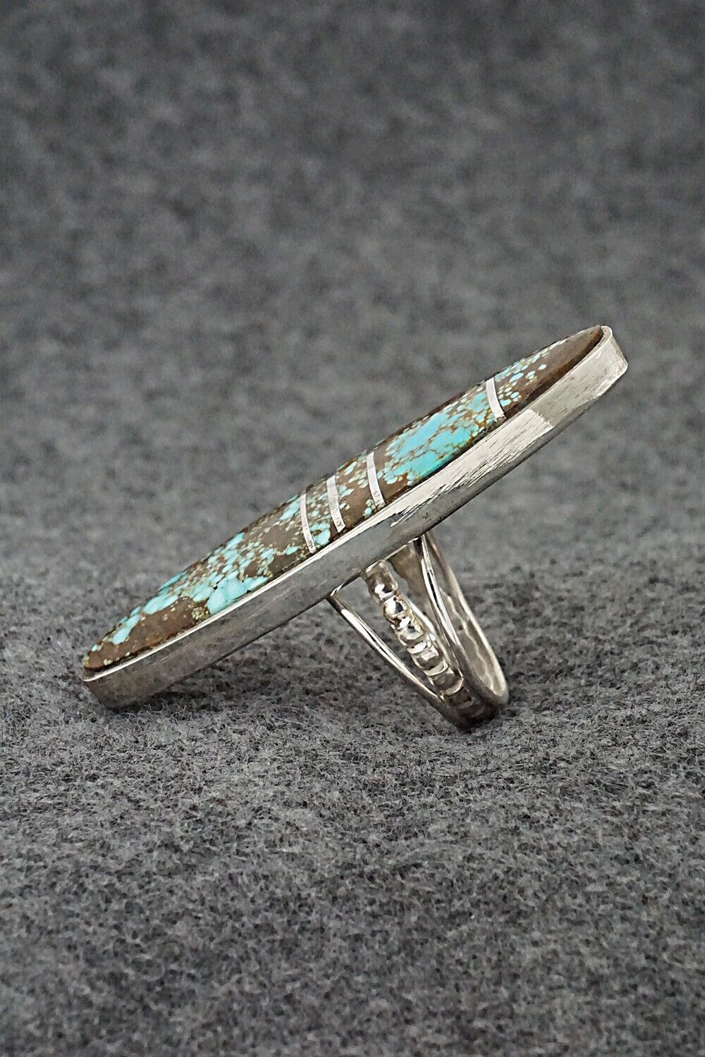 Turquoise & Sterling Silver Inlay Ring - Harold Smith - Size 7.75