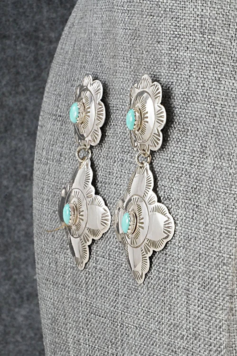 Turquoise & Sterling Silver Earrings - Bertha Begay