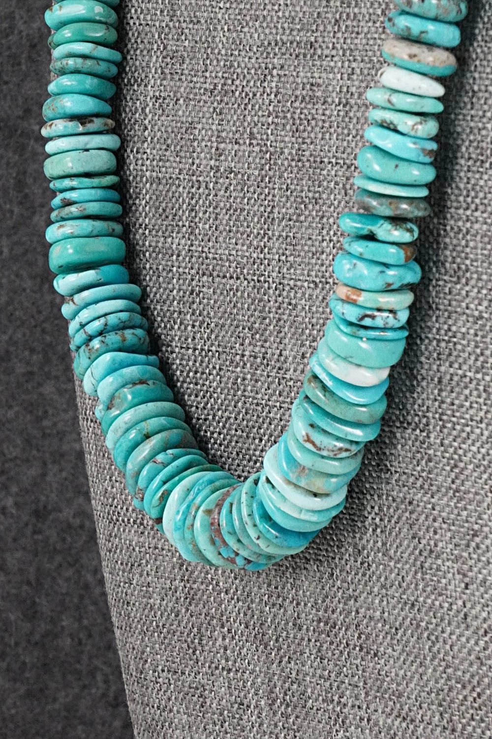 Turquoise & Sterling Silver Necklace 22" - Doreen Jake