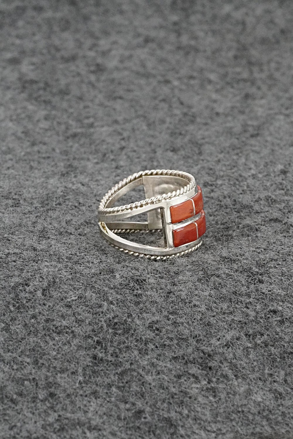 Coral and Sterling Silver Ring - Bruce Johnson - Size 6