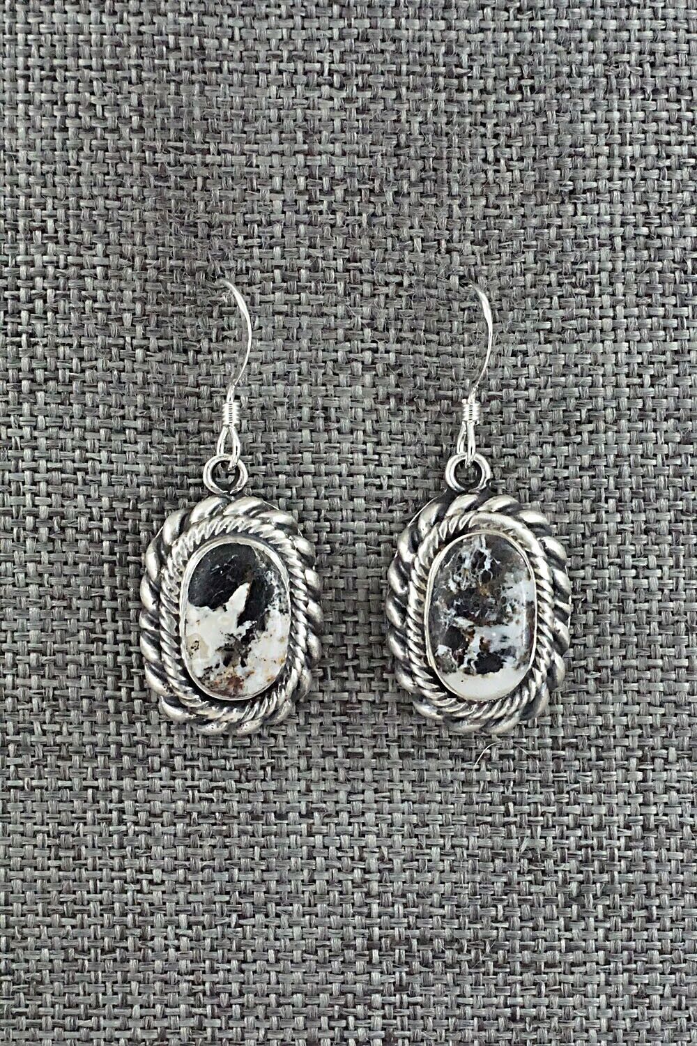White Buffalo & Sterling Silver Earrings - Kenny Lonjose