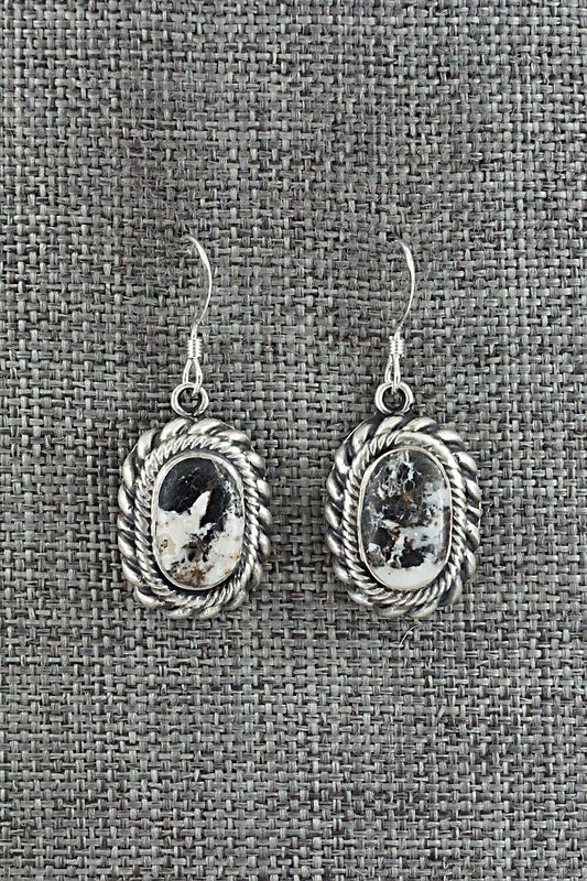White Buffalo & Sterling Silver Earrings - Kenny Lonjose