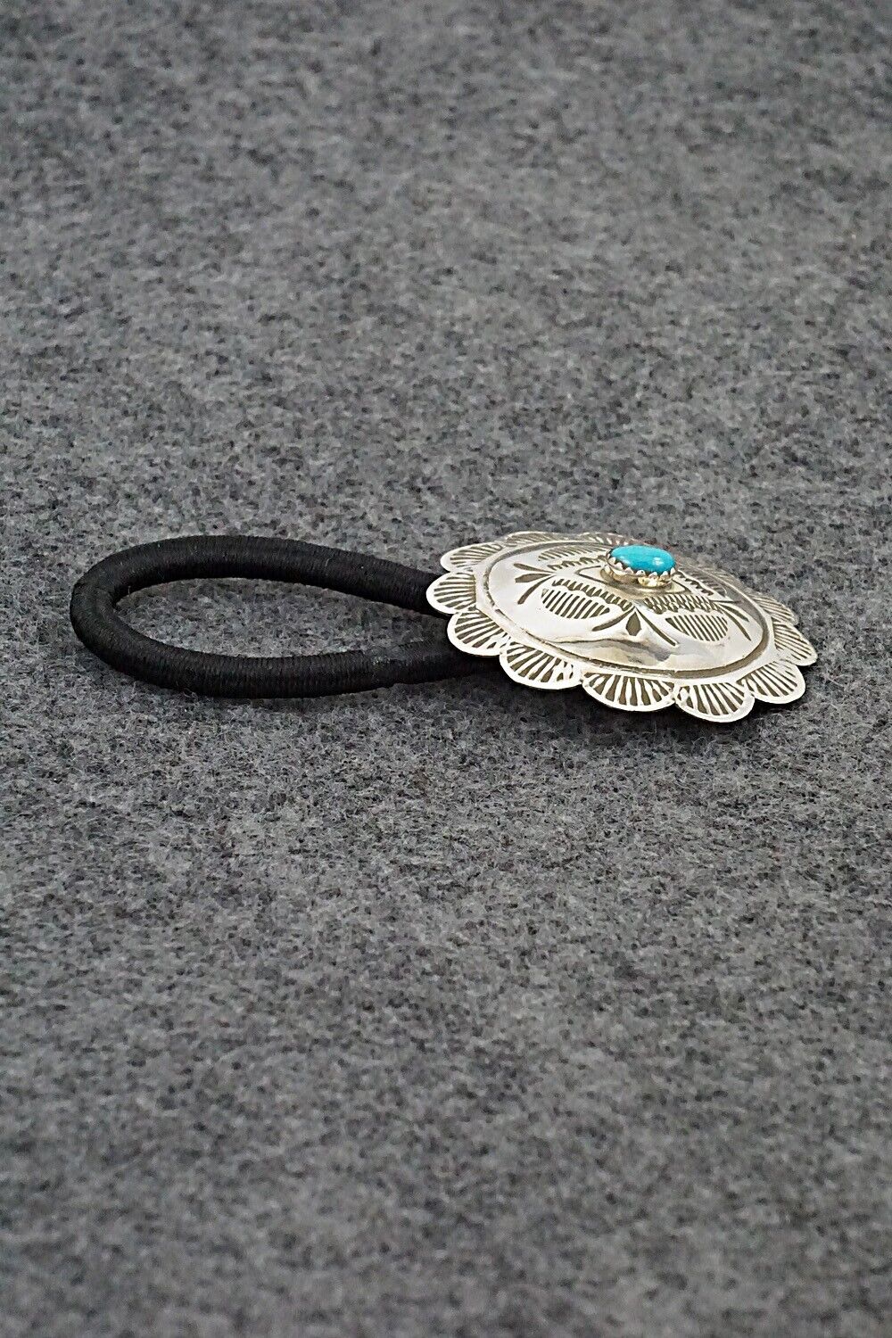 Turquoise & Sterling Silver Hair Tie - Bertha Begay