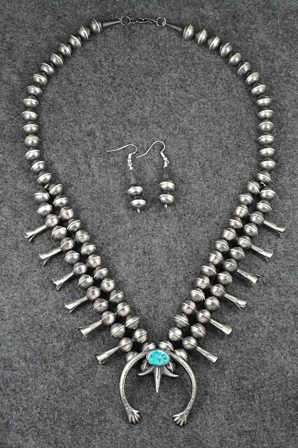 Turquoise & Sterling Silver Squash Blossom Set - Gilbert Martin