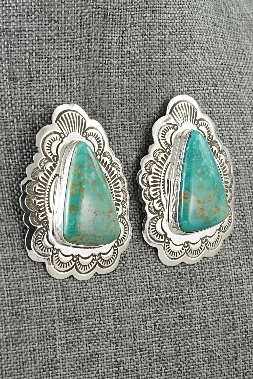Turquoise & Sterling Silver Earrings - Arnold Blackgoat