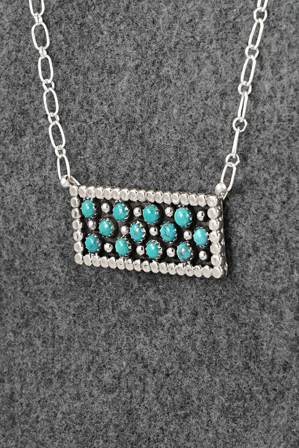 Turquoise & Sterling Silver Necklace - Kenny Lonjose