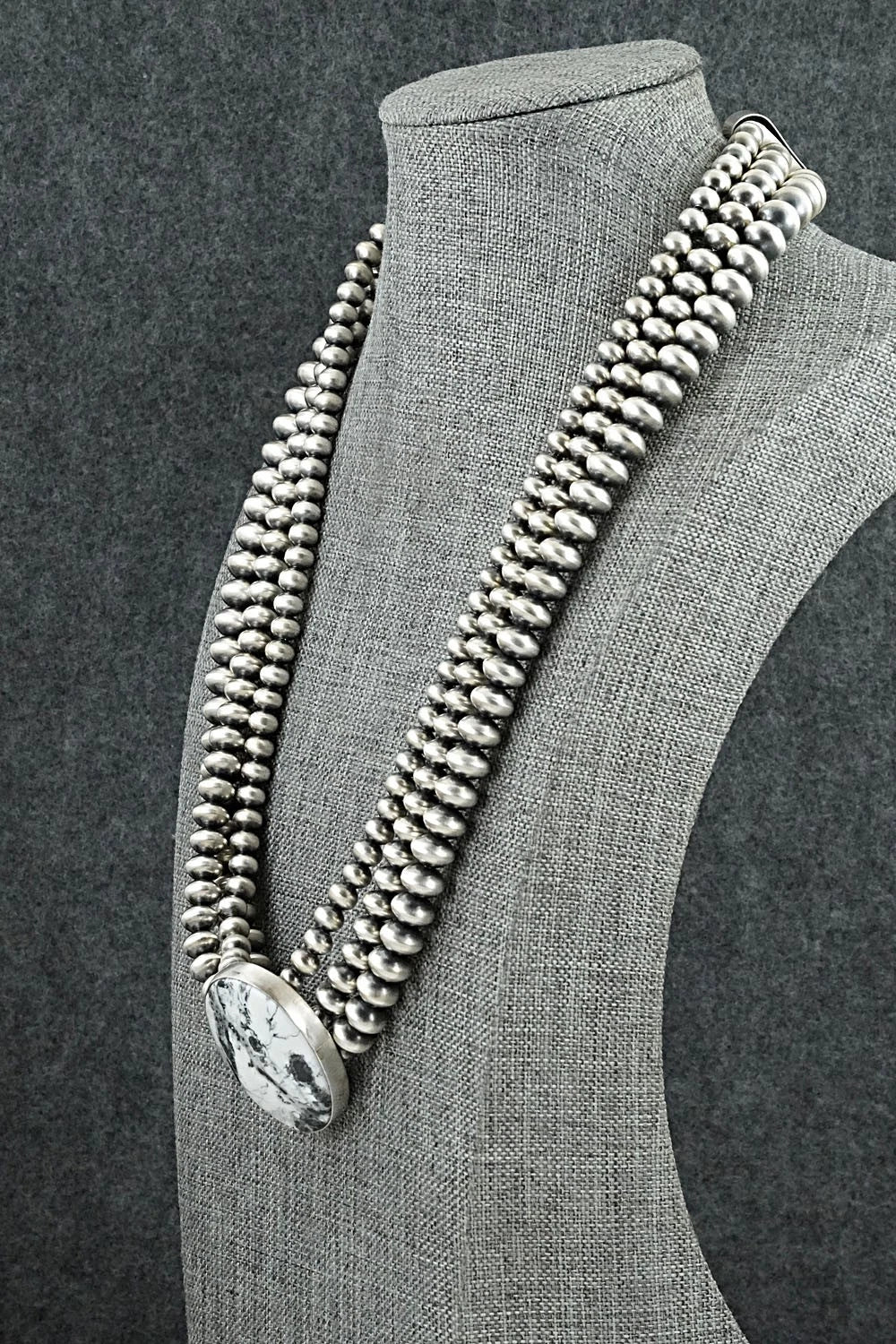 White Buffalo & Sterling Silver Navajo Pearl Necklace - Gruber & Halwood