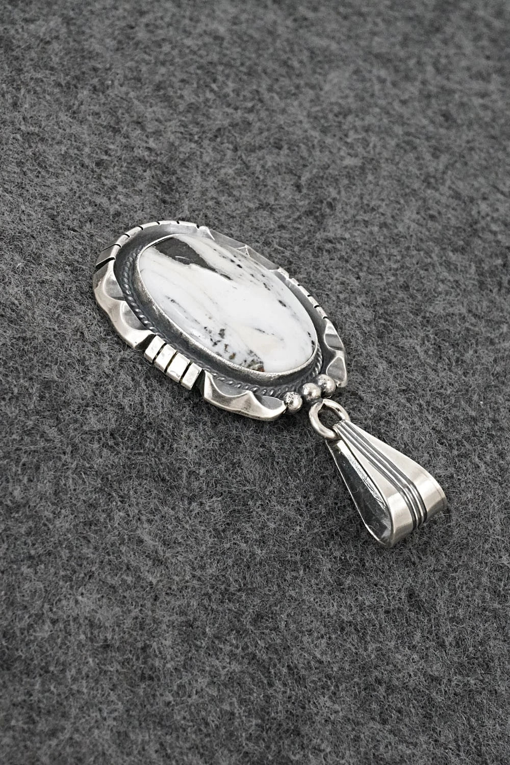 White Buffalo & Sterling Silver Pendant - Samuel Yellowhair