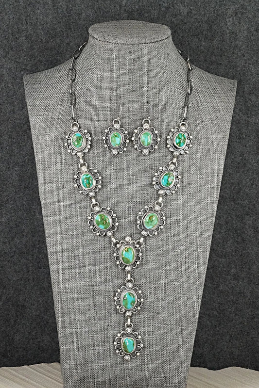 Turquoise & Sterling Silver Necklace and Earrings Set - Kathleen Livingston