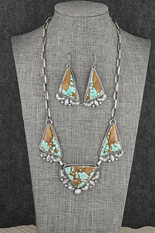 Turquoise & Sterling Silver Necklace and Earrings Set - Paul Livingston