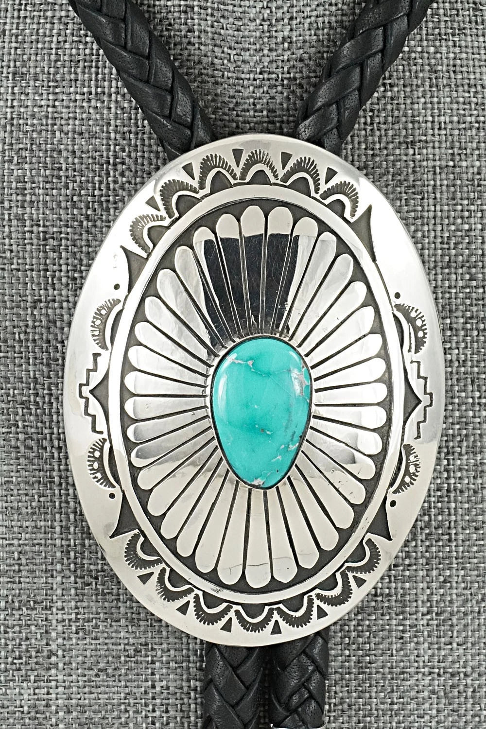 Turquoise & Sterling Silver Bolo Tie & Belt Buckle Set - Charlie John