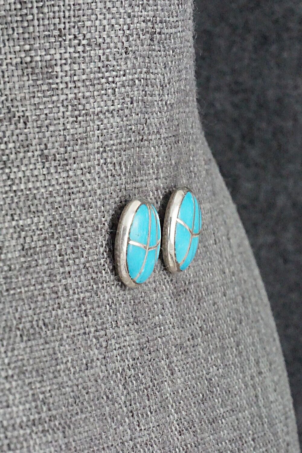 Turquoise & Sterling Silver Inlay Earrings - Laurie Kallestewa