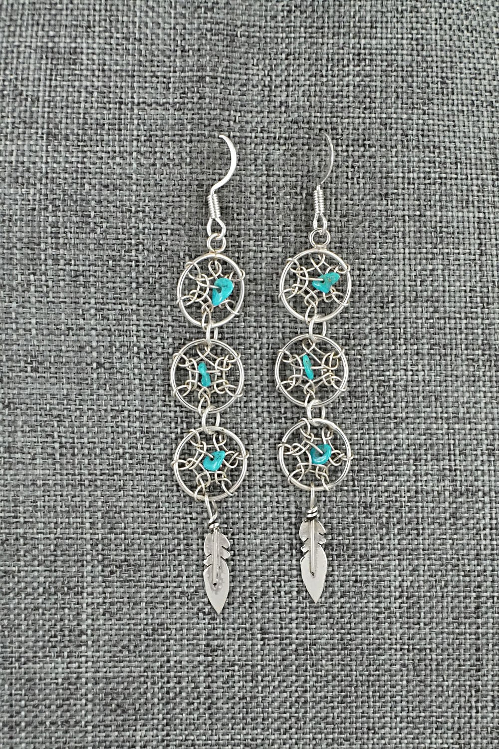 Turquoise & Sterling Silver Earrings - Lorenzo Arviso Jr.