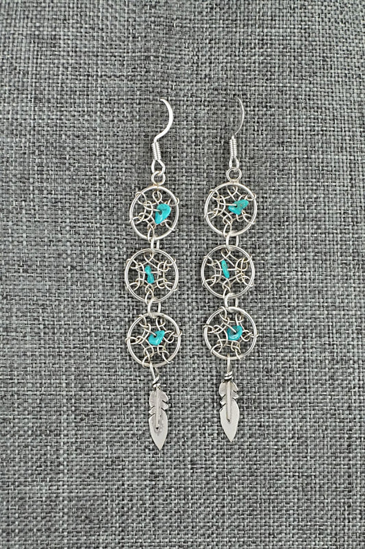 Turquoise & Sterling Silver Earrings - Lorenzo Arviso Jr.