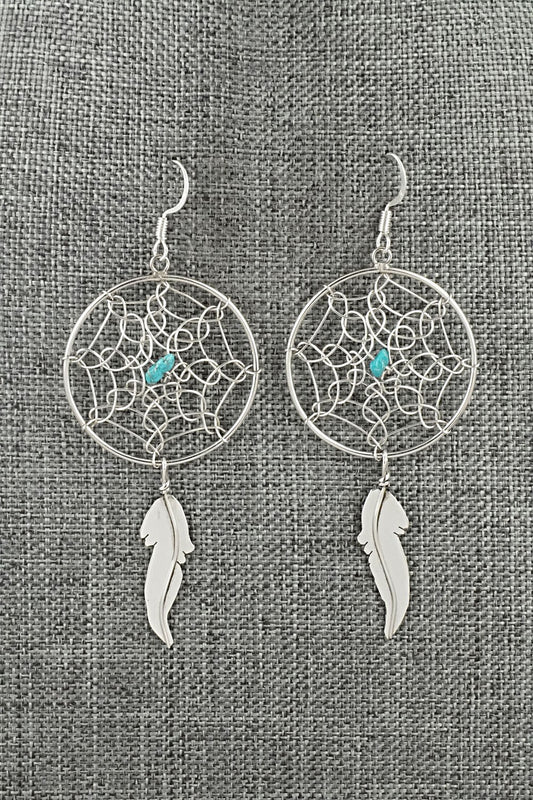 Turquoise & Sterling Silver Earrings - Lorenzo Arviso Jr.