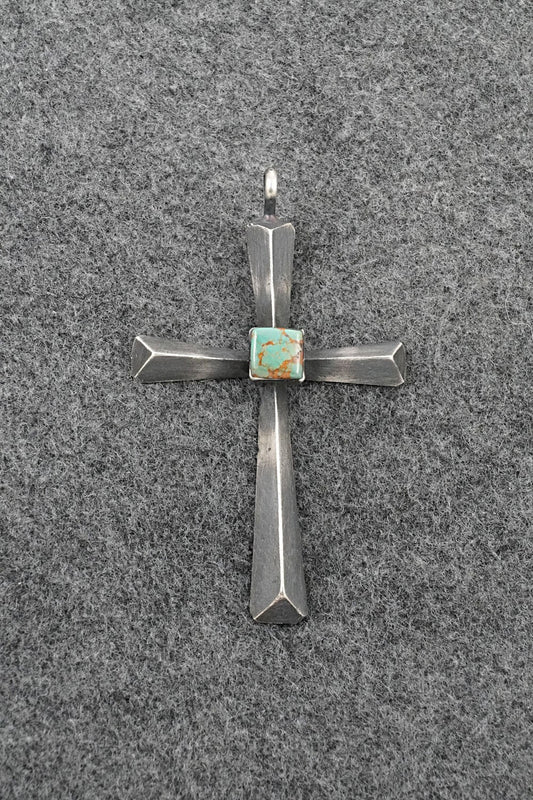Turquoise & Sterling Silver Pendant - Raymond Betsoi