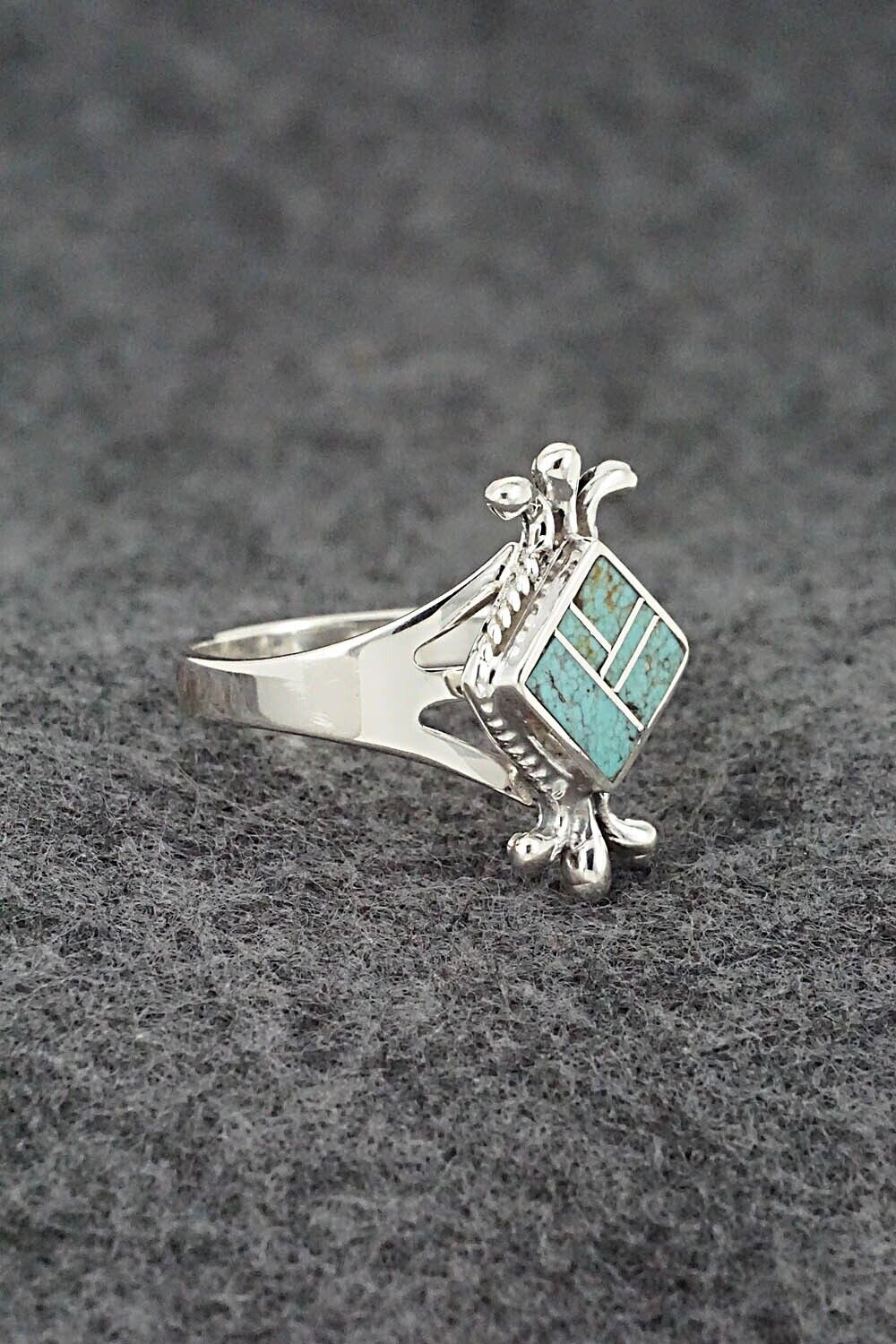 Turquoise & Sterling Silver Inlay Ring - James Manygoats - Size 9