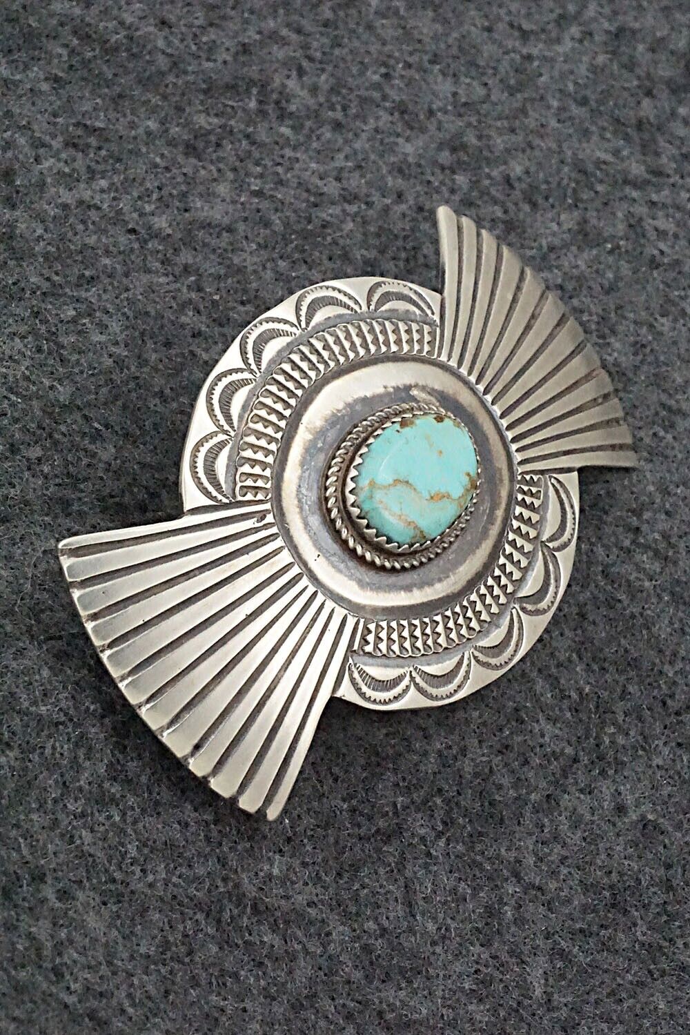 Turquoise & Sterling Silver Hair Barrette - Martha Cayatineto