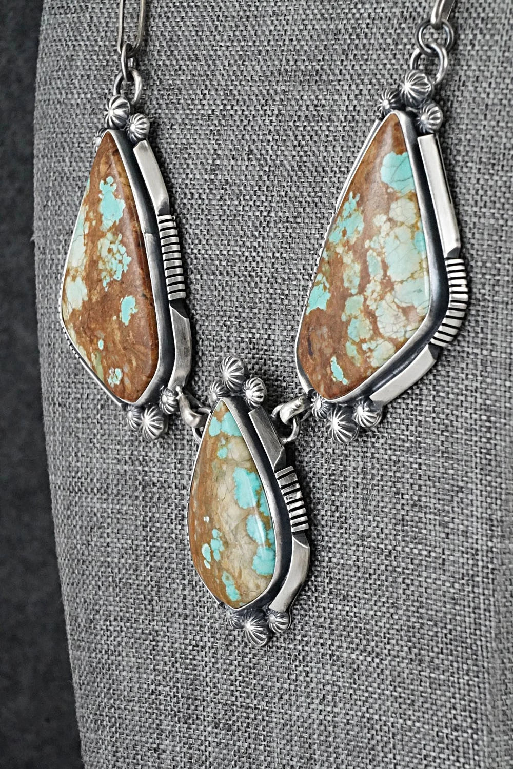 Turquoise & Sterling Silver Necklace and Earrings Set - Paul Livingston