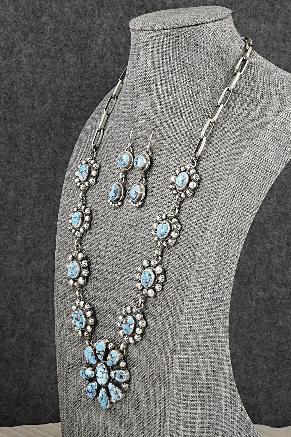 Turquoise & Sterling Silver Necklace and Earrings Set - Kathleen Livingston