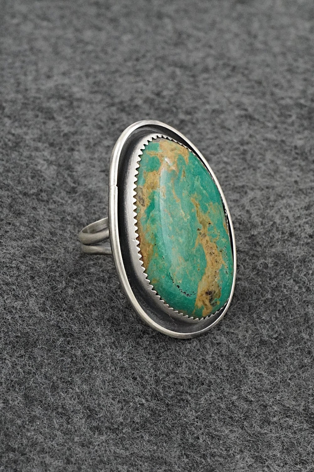 Turquoise & Sterling Silver Ring - Leslie Nez - Size 8.5