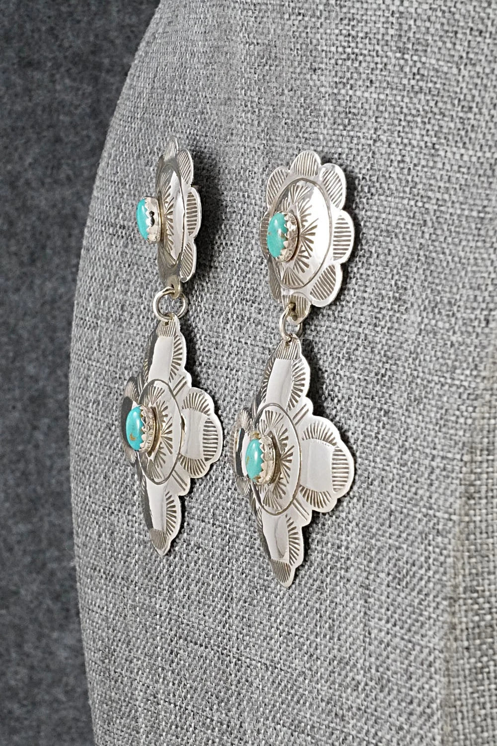Turquoise & Sterling Silver Earrings - Bertha Begay