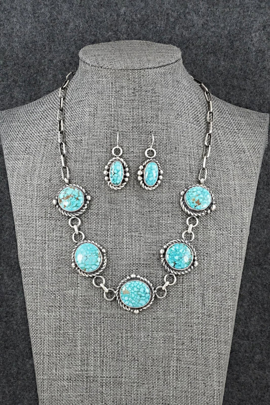 Turquoise & Sterling Silver Necklace and Earrings Set - Anthony Brown