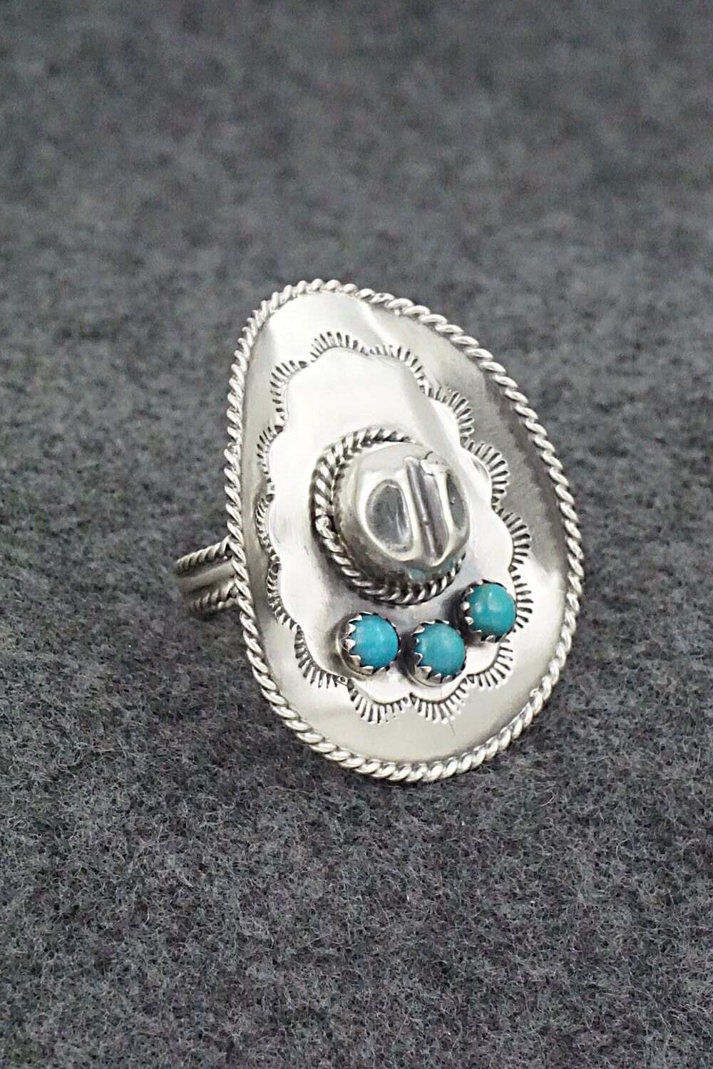 Turquoise & Sterling Silver Ring - Bobby Platero - Size 6.5