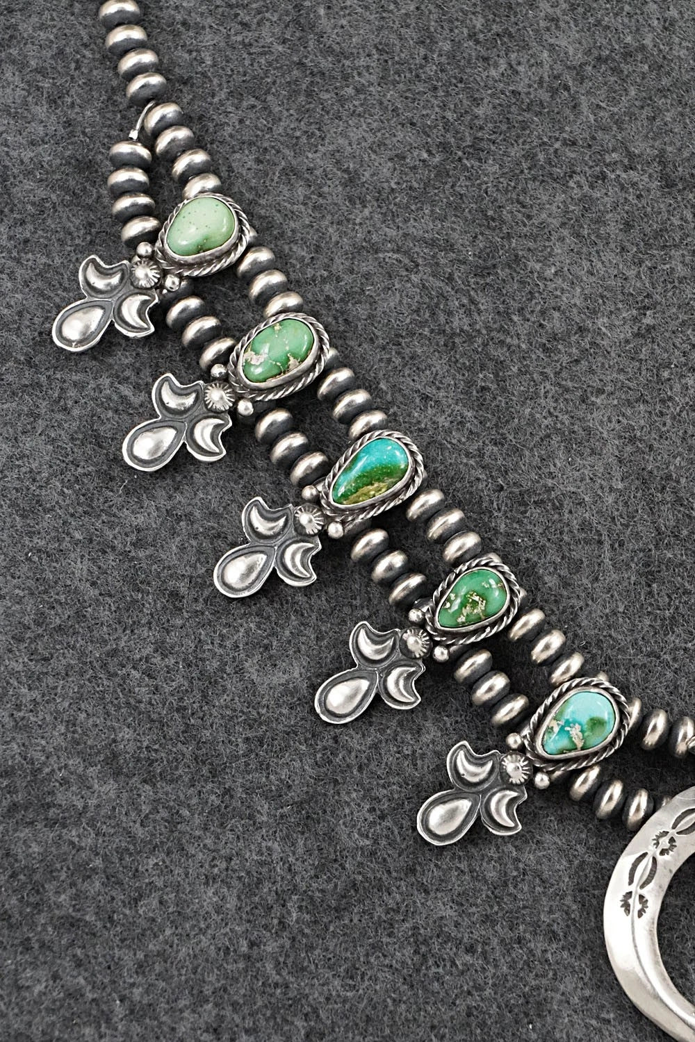Turquoise & Sterling Silver Squash Blossom Set - Adrienne Gordon