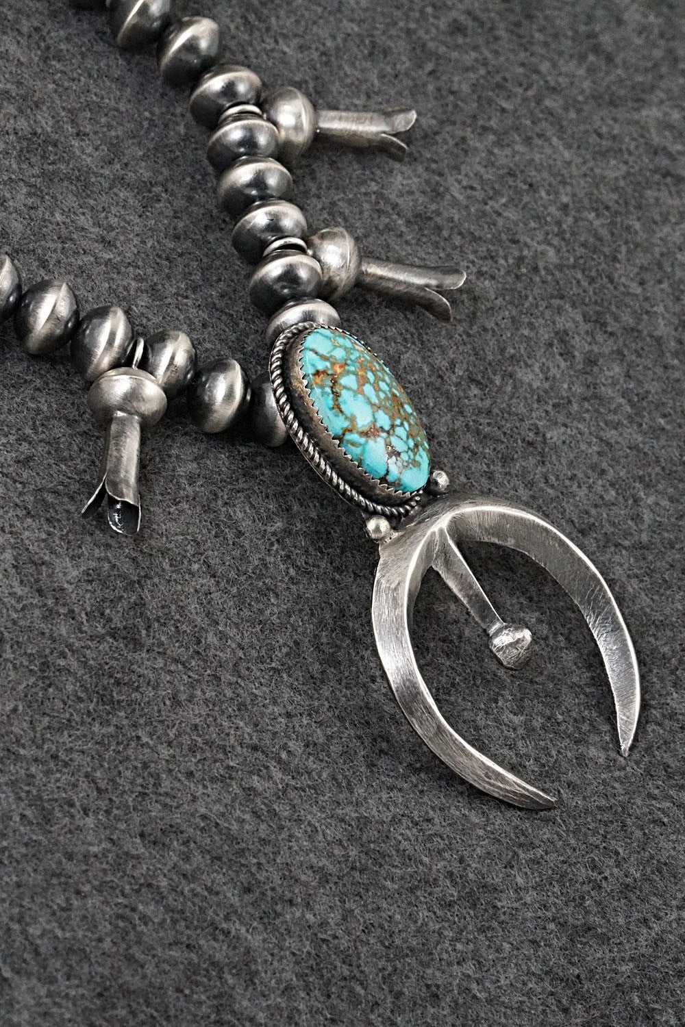 Turquoise & Sterling Silver Squash Blossom Necklace - Presley Haley