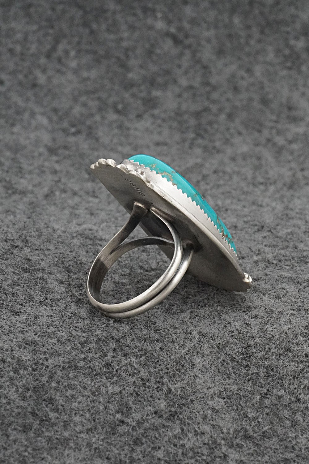 Turquoise & Sterling Silver Ring - Leslie Nez - Size 9.5