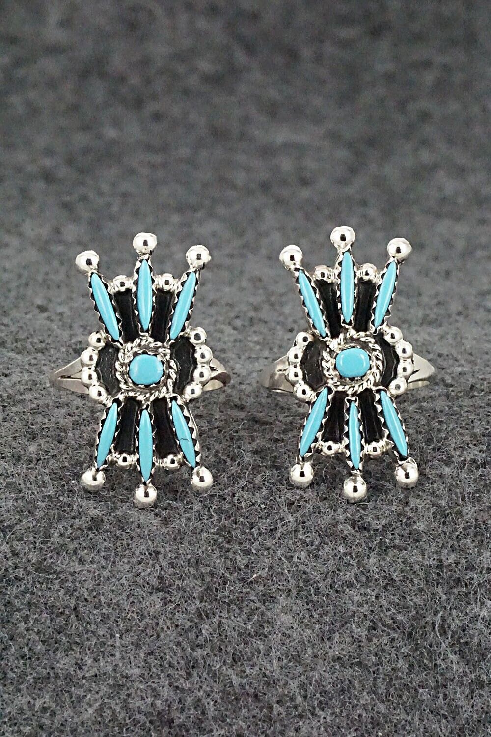 Turquoise & Sterling Silver Squash Blossom Set - Jack Etsate