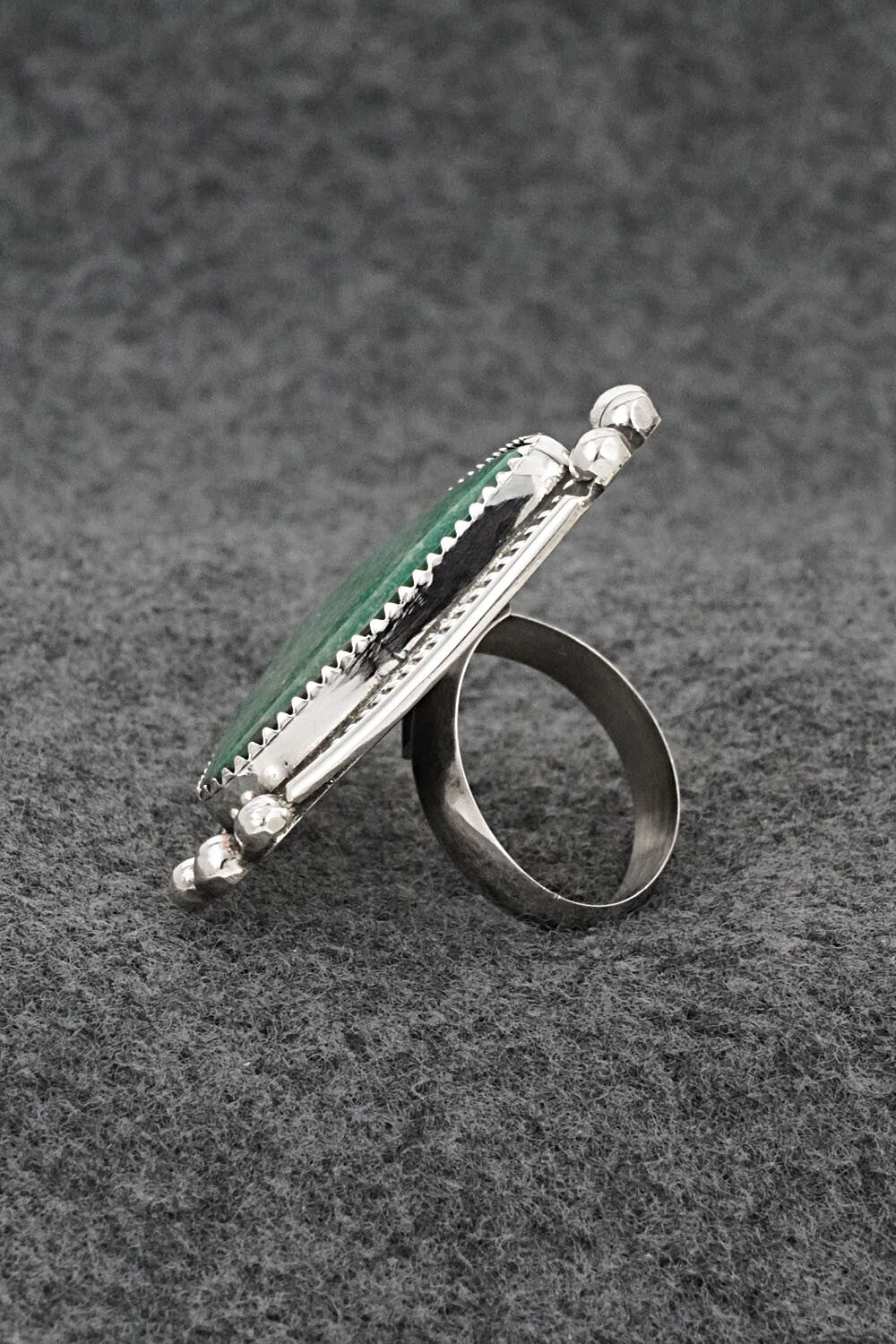 Turquoise & Sterling Silver Ring - Leslie Nez - Size 8 Adj.