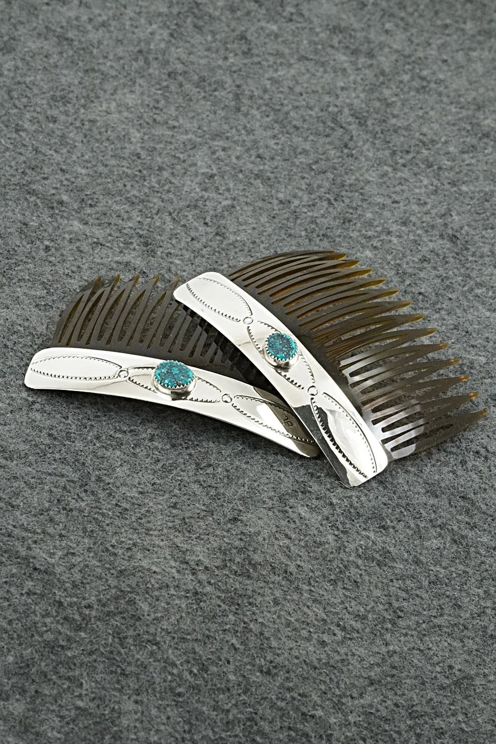 Turquoise & Sterling Silver Hair Combs - Joann Silver