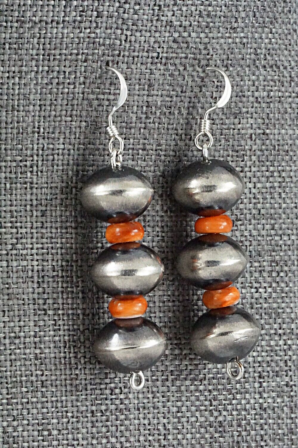 Spiny Oyster & Sterling Silver Navajo Pearl Earrings - Presley Haley