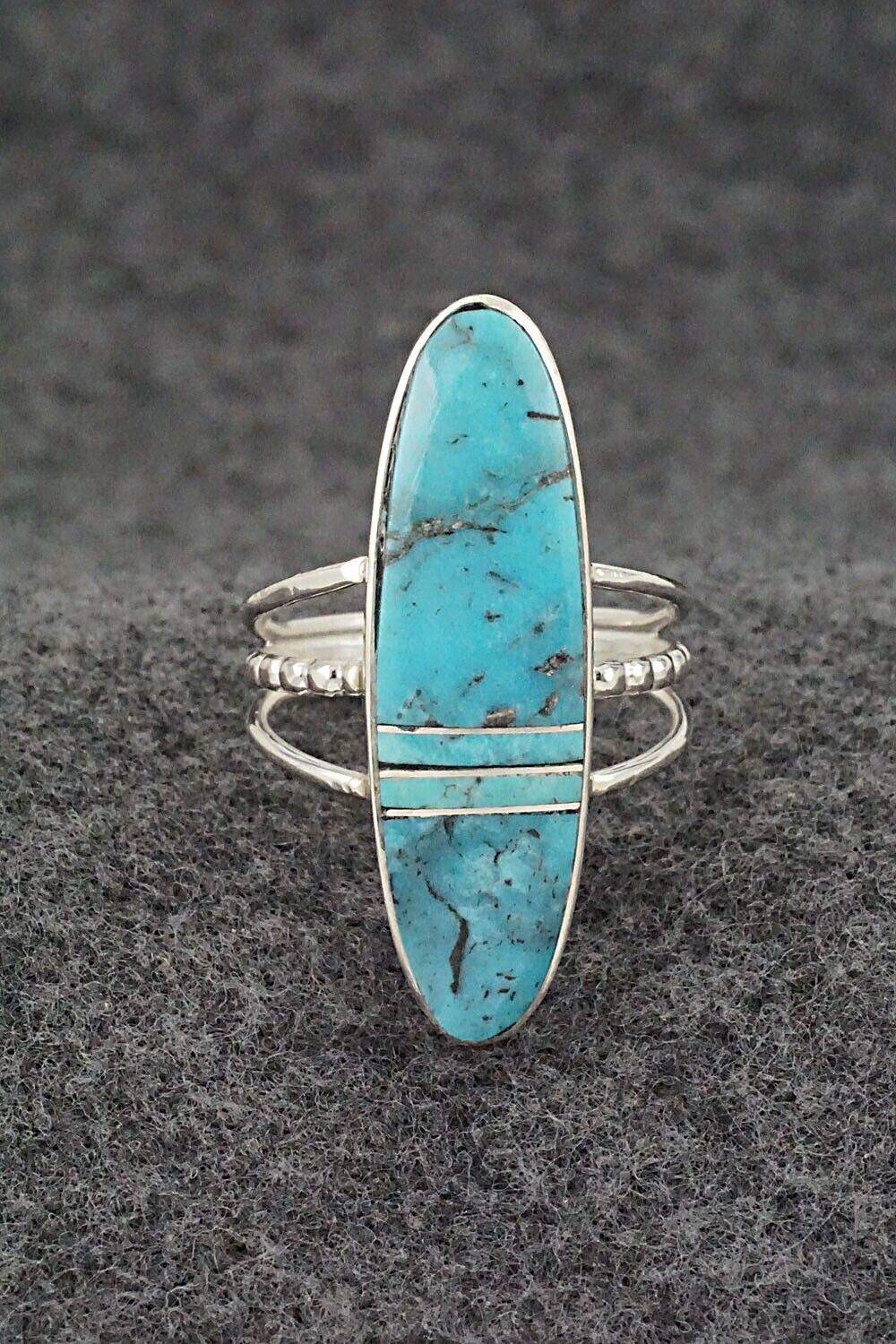 Turquoise & Sterling Silver Ring - Harold Smith - Size 8