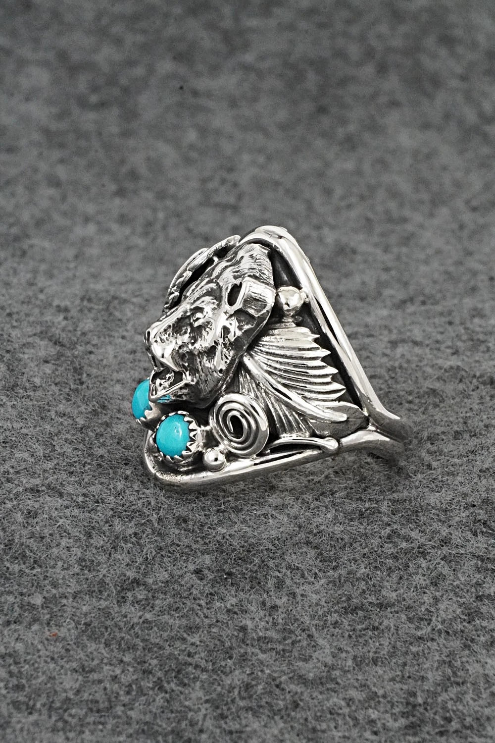 Turquoise & Sterling Silver Ring - Darrell Morgan - Size 13
