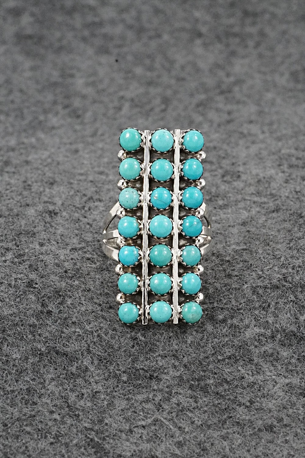 Turquoise & Sterling Silver Ring - Kenny Lonjose - Size 7.5