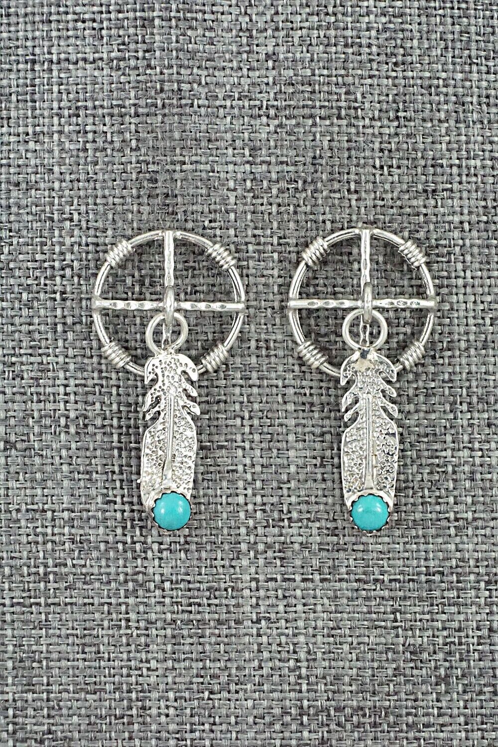 Turquoise and Sterling Silver Earrings - Kenny Lonjose