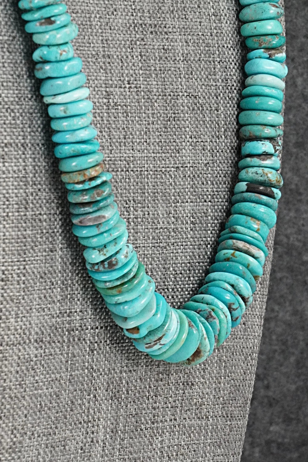 Turquoise & Sterling Silver Necklace 22" - Doreen Jake