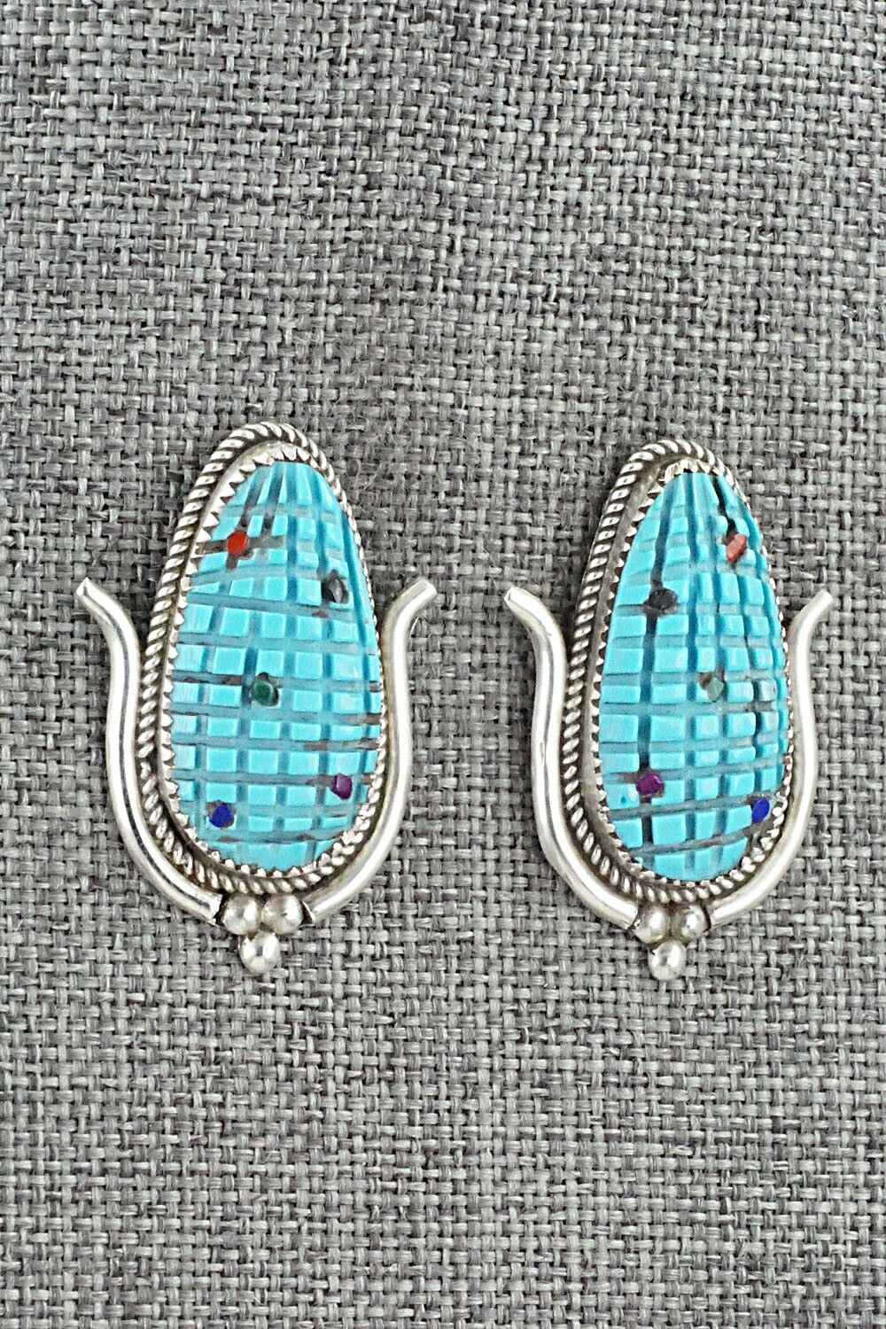 Turquoise & Sterling Silver Earrings - Tracy Bowekaty