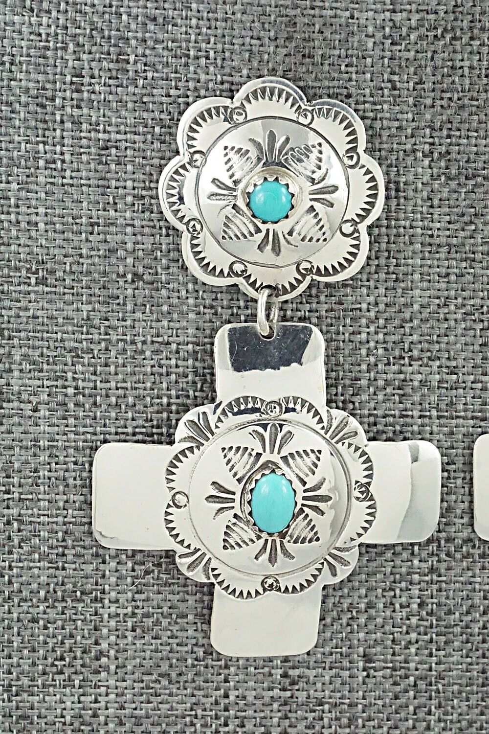 Turquoise and Sterling Silver Earrings - Bertha Begay