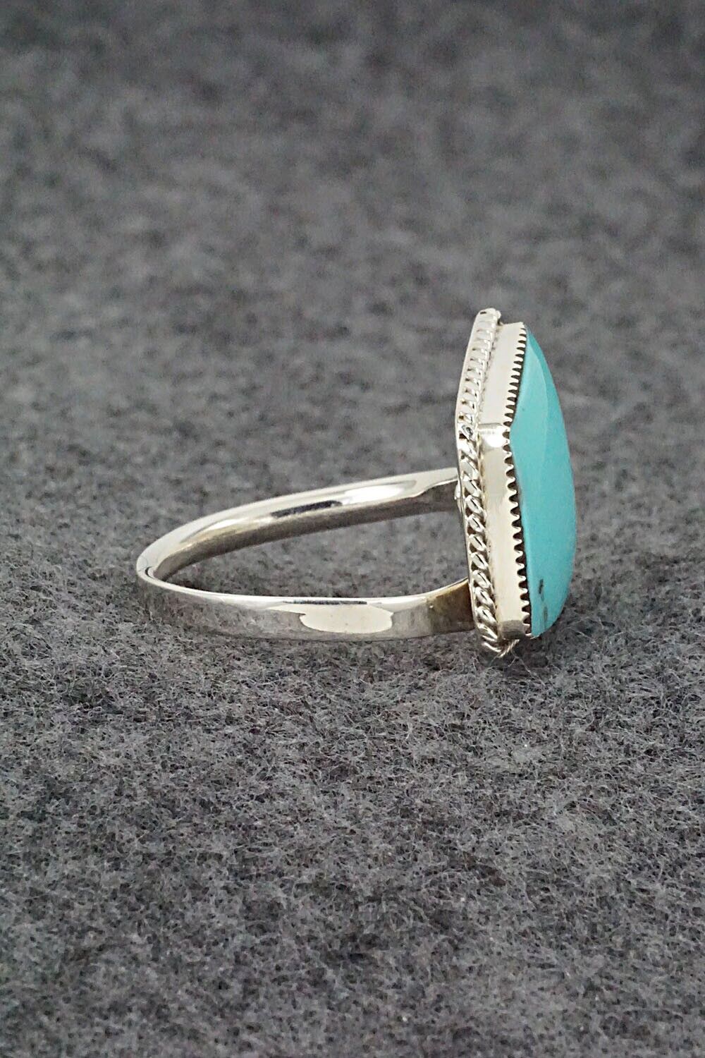 Turquoise & Sterling Silver Ring - Sheena Jack - Size 8 (Adj.)