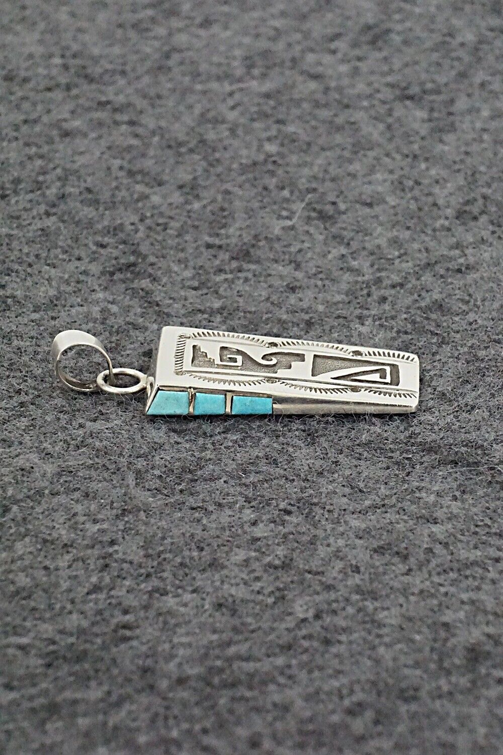 Turquoise & Sterling Silver Pendant - Leonard Jim