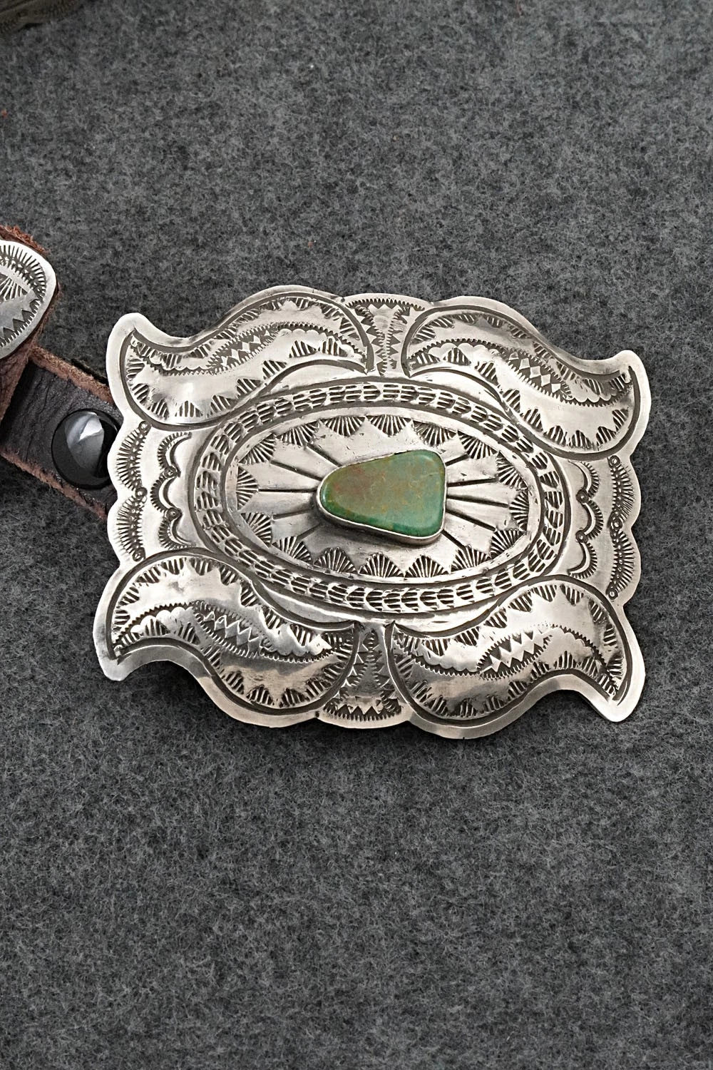 Turquoise, Sterling Silver & Leather Concho Belt - Marilyn Ramone