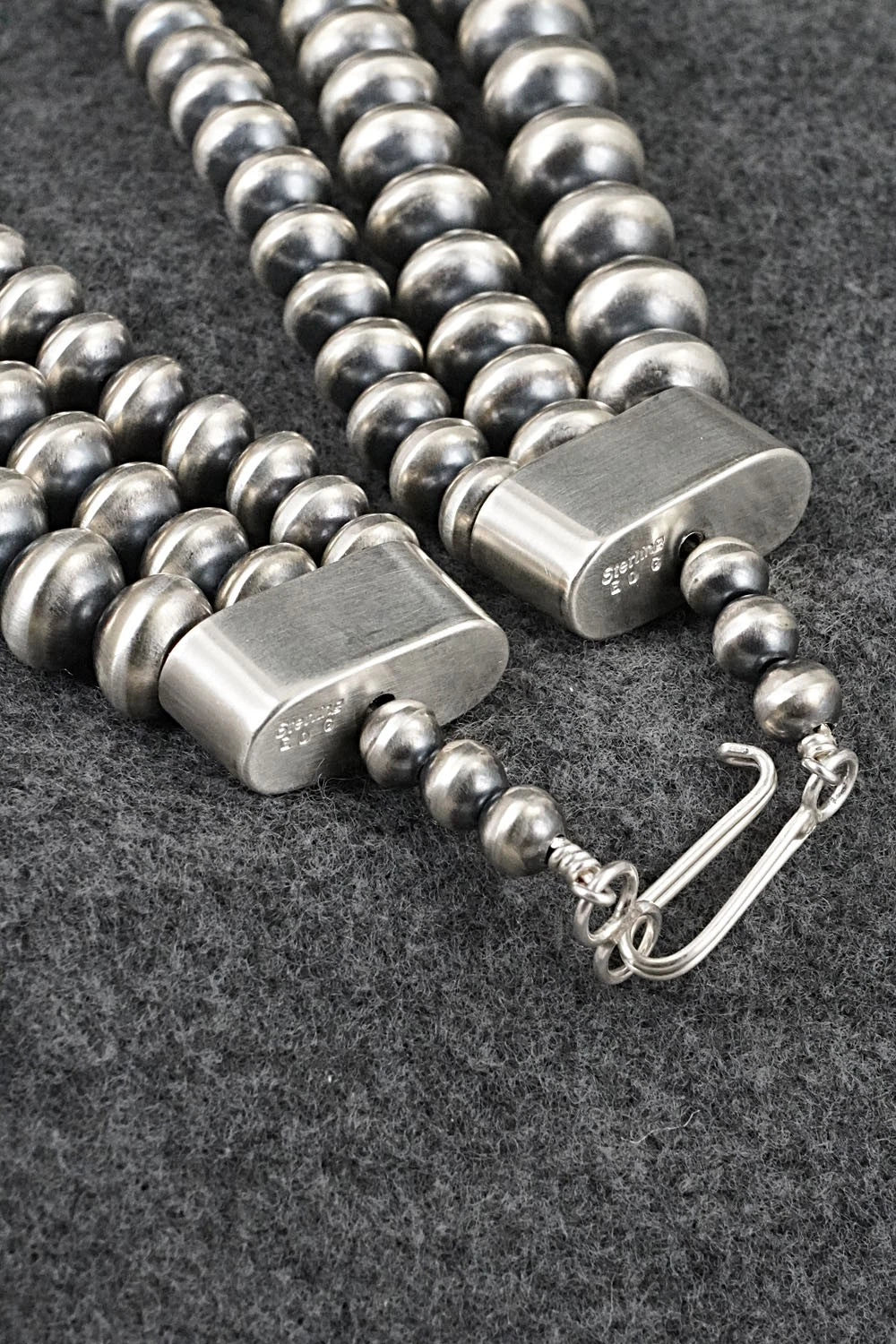 Turquoise & Sterling Silver Navajo Pearl Necklace - Gruber & Halwood