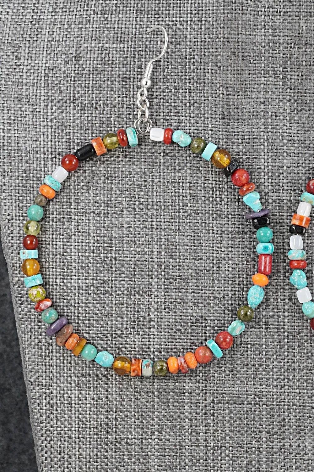Multi-Stone & Sterling Silver Earrings - Helen Tsosie